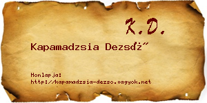 Kapamadzsia Dezső névjegykártya